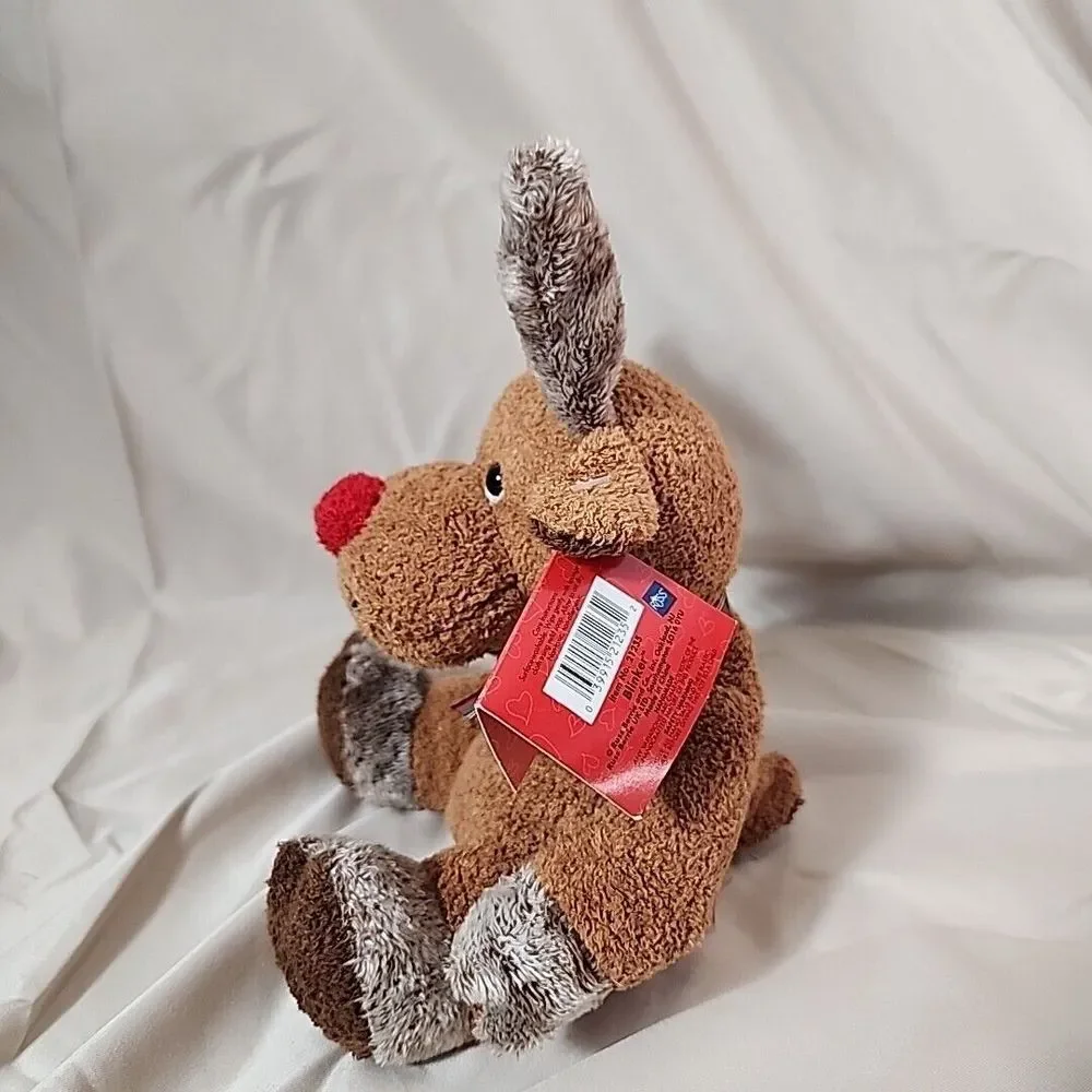 Vintage RARE‎ Russ Berrie Blinker Red Nosed Reindeer Beanie Plush Stuffed Animal